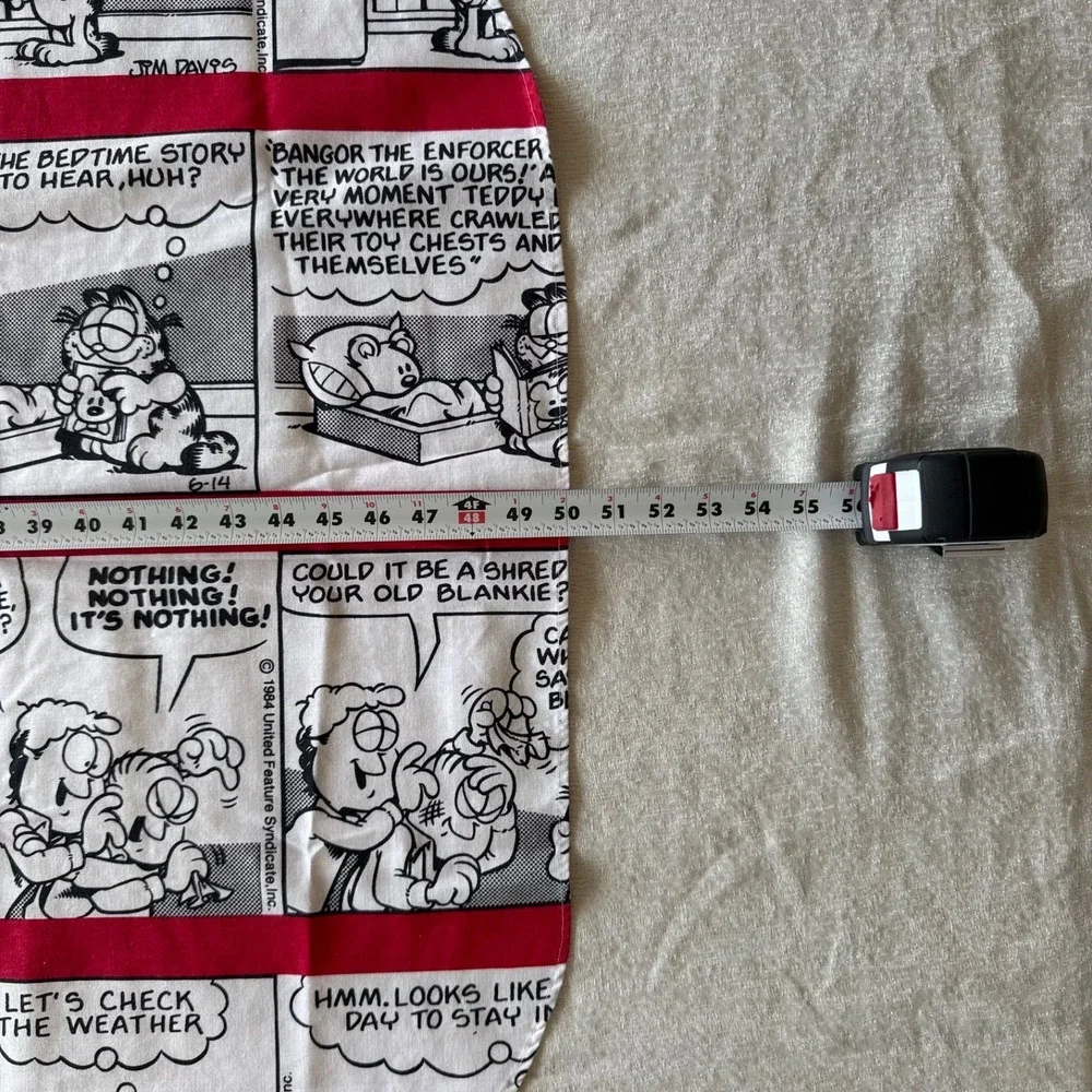 5pc Vintage Garfield Window Curtain Set Tablecloth Valance Panels Red Comic
